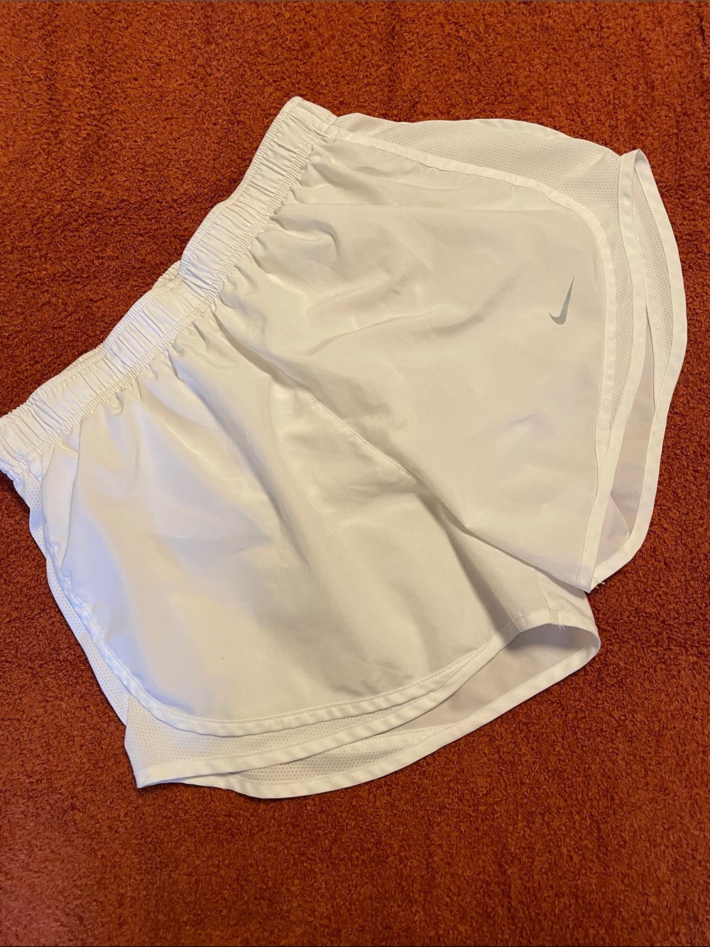 Nike White Women's Athletic Running Shorts with Reflective Swoosh